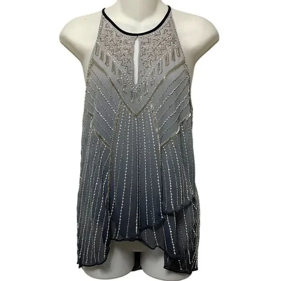 PARKER Sequined Beaded Halter Blouse M - Picture 8 of 8